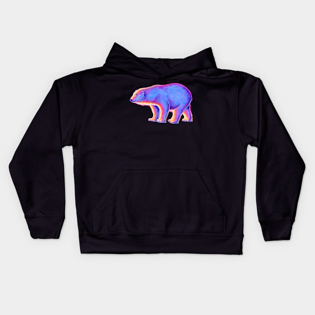 Sunset Polar Bear Kids Hoodie by rebeccawangart